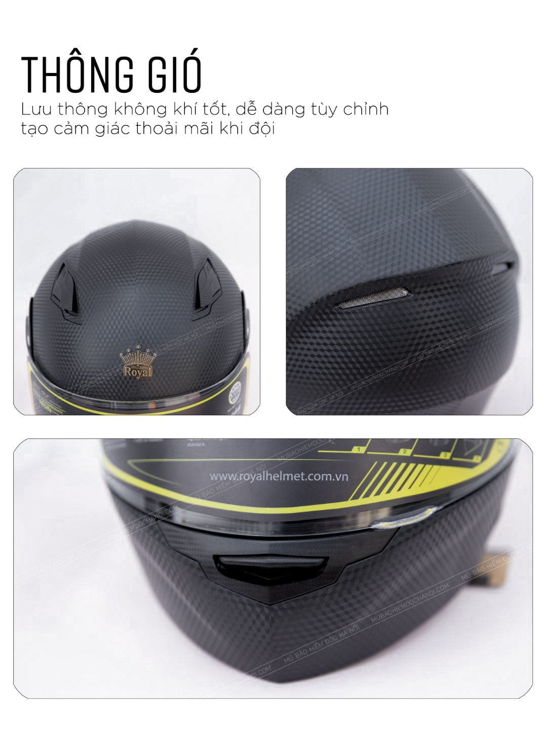 mu bao hiem fullface royal m179 lat ham van carbon 010