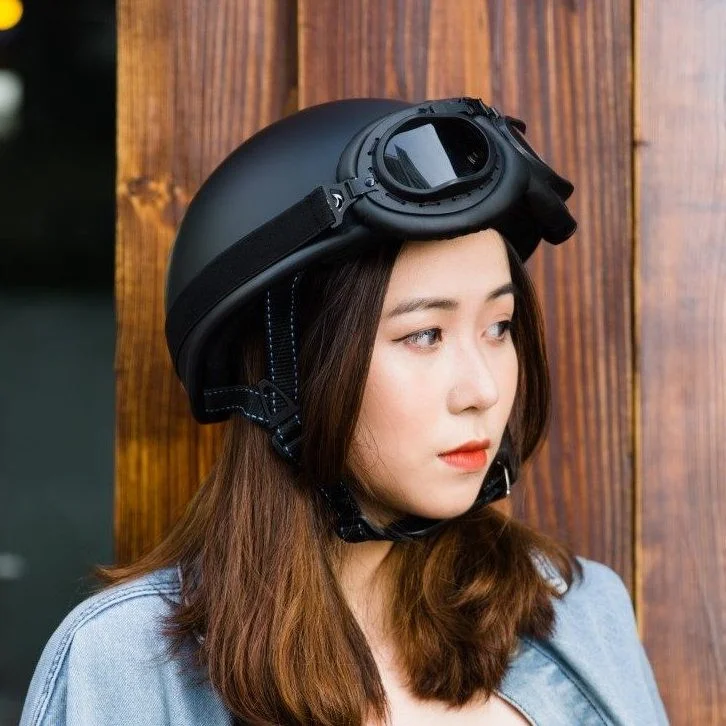 Mũ Bảo Hiểm Nửa Đầu Kính Phi Công HRA - Lót Smart - Hình ảnh 2