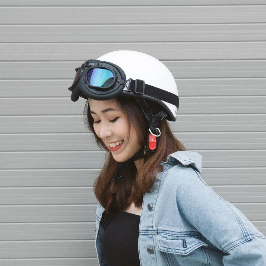 Mũ Bảo Hiểm Nửa Đầu Kính Phi Công HRA - Lót Smart - Hình ảnh 3