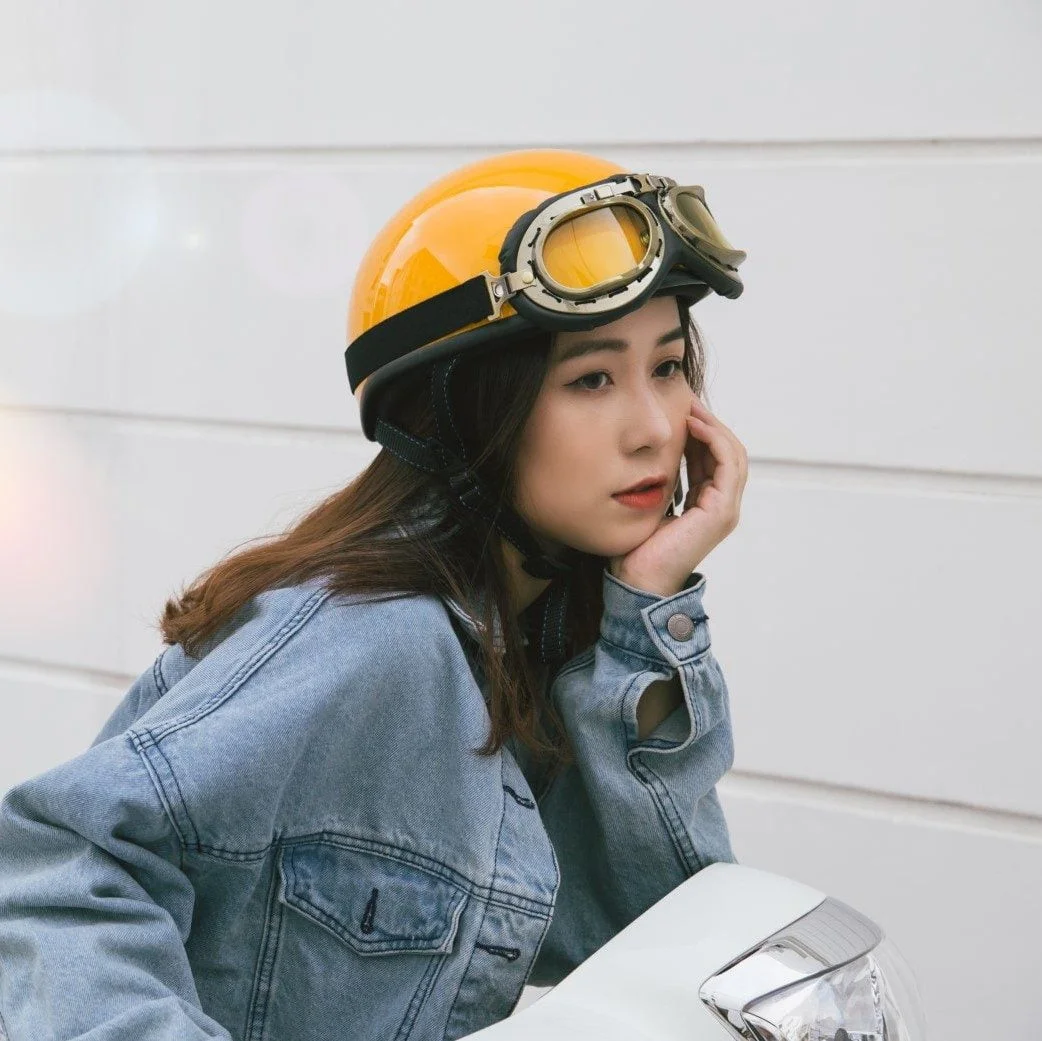 Mũ Bảo Hiểm Nửa Đầu Kính Phi Công HRA - Lót Smart - Hình ảnh 4