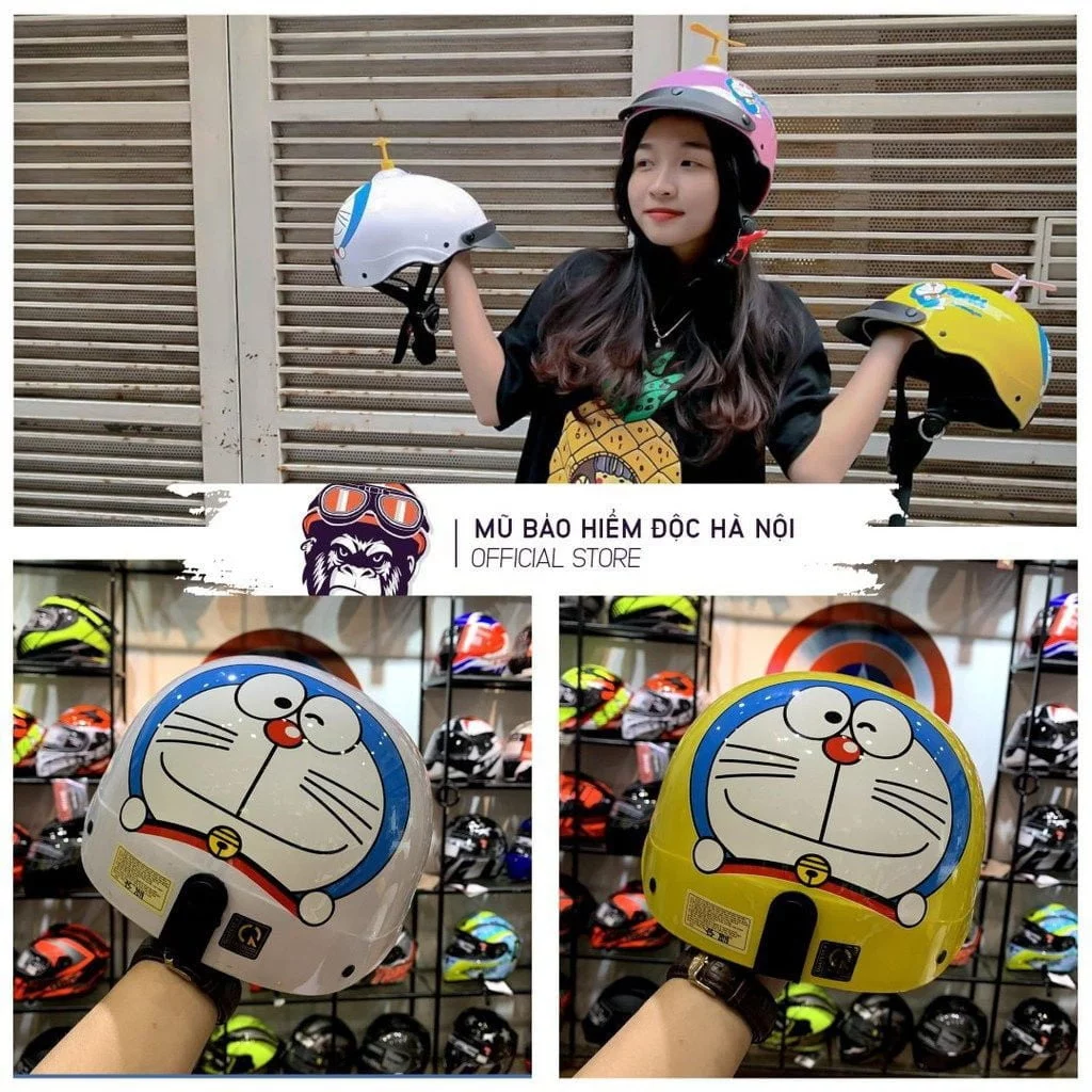 Mũ Bảo Hiểm Nửa Đầu Kính Phi Công HR1 - Doraemon Tiêu Chuẩn - Hình ảnh 2