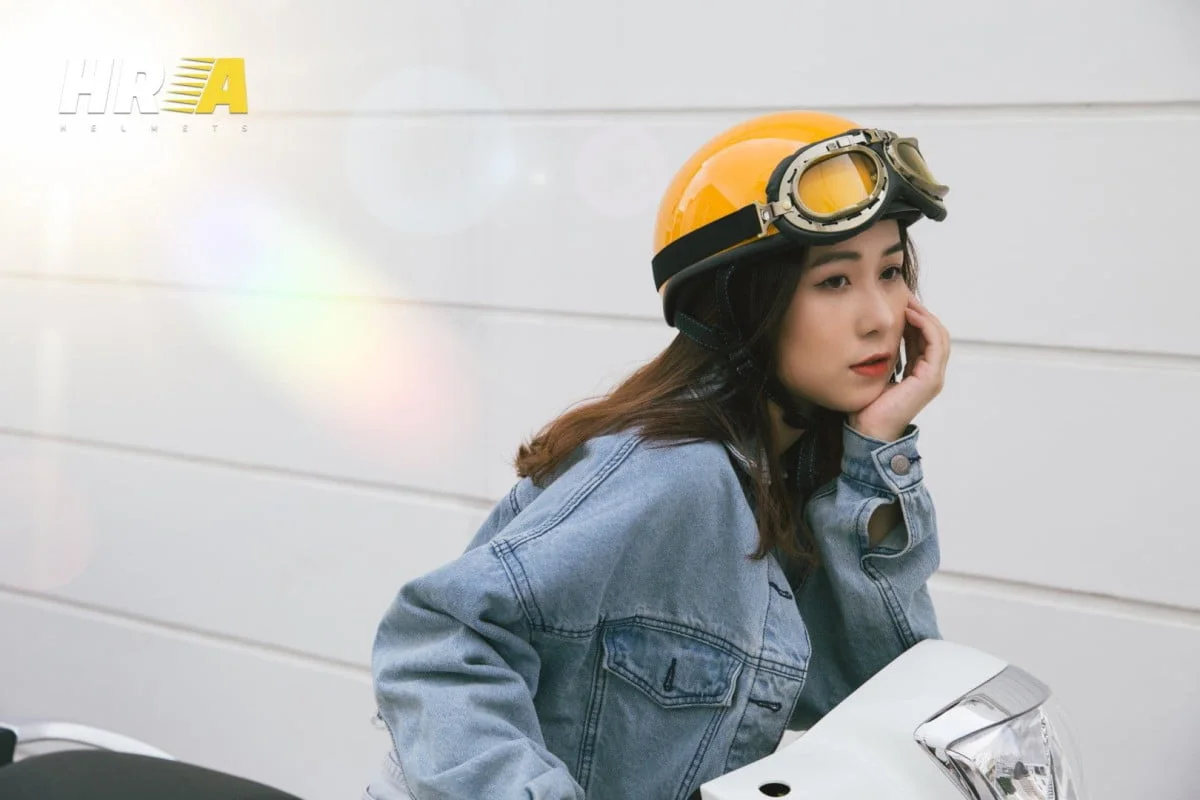 Mũ Bảo Hiểm Nửa Đầu Kính Phi Công HRA - Nhiều Màu - Hình ảnh 2