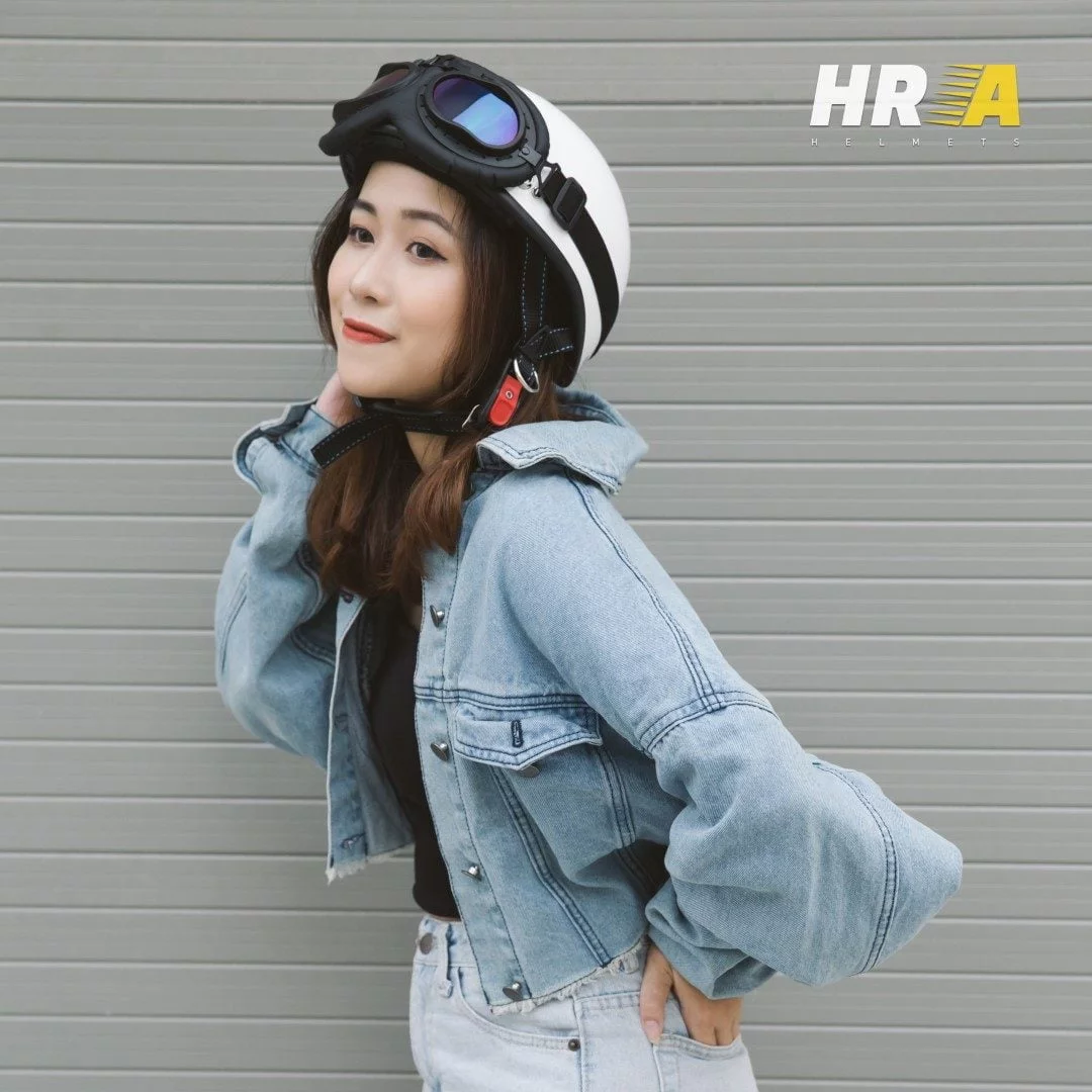 Mũ Bảo Hiểm Nửa Đầu Kính Phi Công HRA - Nhiều Màu - Hình ảnh 5