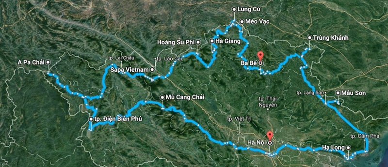 Bản đồ sử dụng cho phượt Tây Bắc 