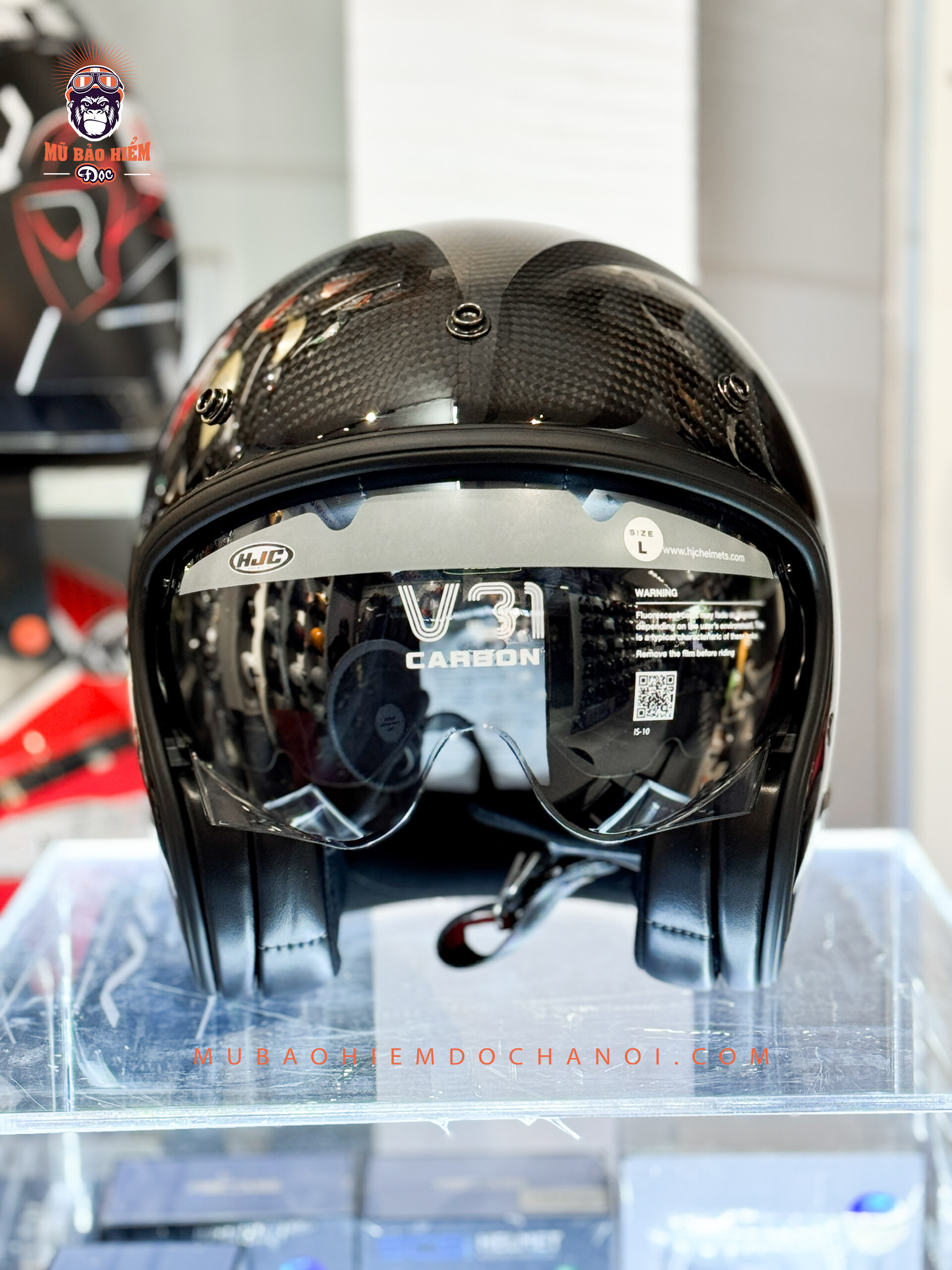 Mũ bảo hiểm 3/4 HJC V31 Carbon siêu nhẹ mu bao hiem 3 4 hjc v31 carbon sieu nhe 10