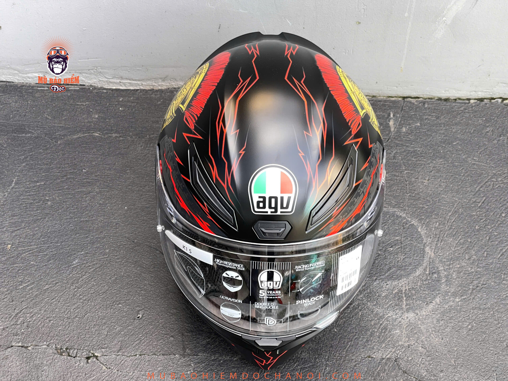 Mũ Bảo Hiểm Fullface AGV K1 S GLADIATOR - MATT BLACK/GOLD/RED mu bao hiem fullface agv k1 s gladiator matt black gold red 6