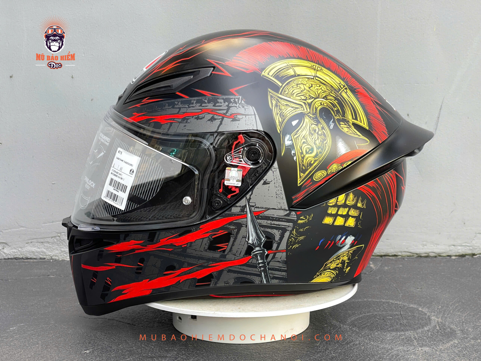 Mũ Bảo Hiểm Fullface AGV K1 S GLADIATOR - MATT BLACK/GOLD/RED mu bao hiem fullface agv k1 s gladiator matt black gold red